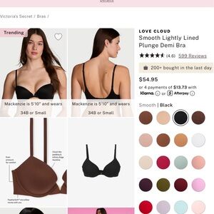 Victoria's Secret Smooth Lightly Lined Plunge Demi Bra - Black